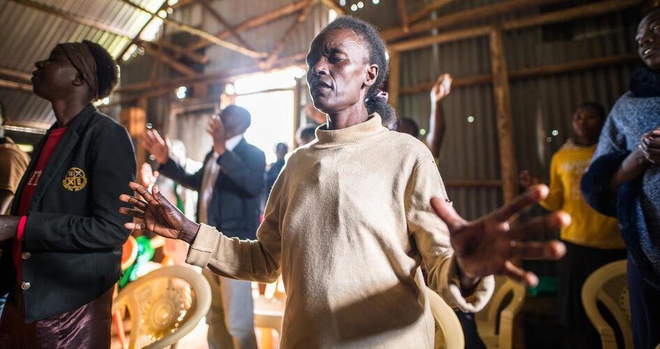 Agnes Atoko singing in a church choir