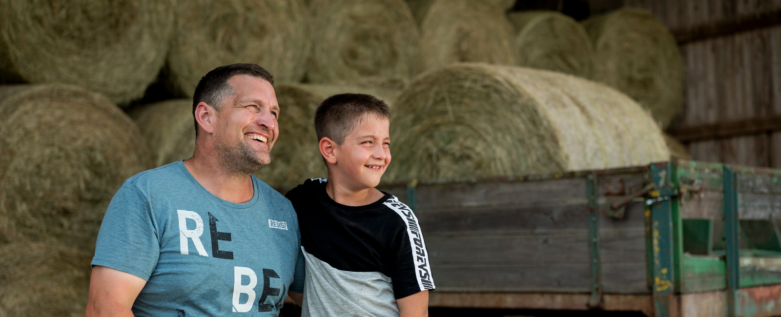 Father and son in farm
